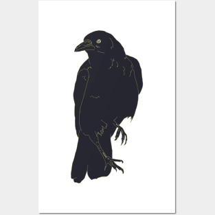 Black Crow perching Posters and Art